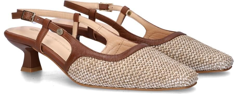 Fred de la bretoniere Carly Sling slingback raffia beige bruin - Foto 3