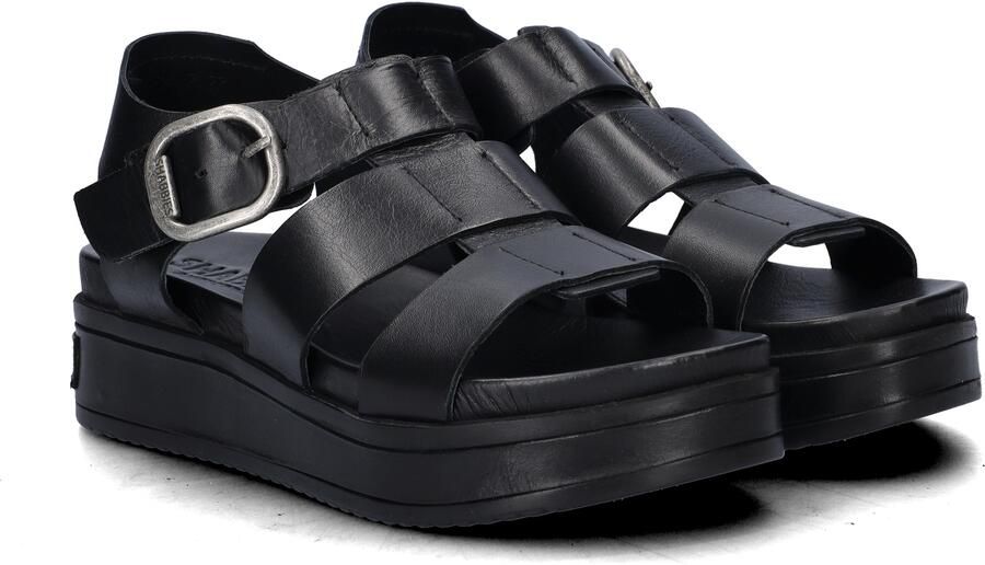 Shabbies Amsterdam Shabbies Dames Sandalen met hak Maro Bold Zwart Leer Plateauzool - Foto 9