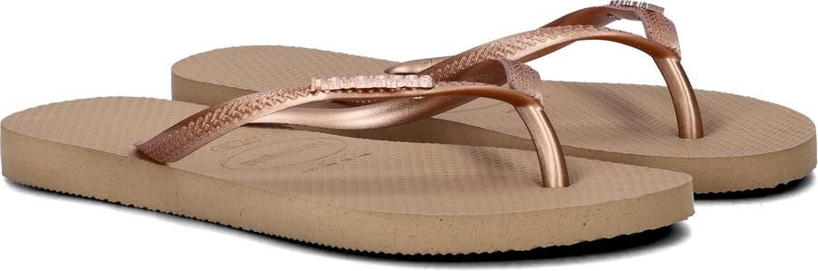 HAVAIANAS Teenslippers Dames Slim Logo Metallic Maat: 35 36 Materiaal: Rubber Kleur: Bruin - Foto 10