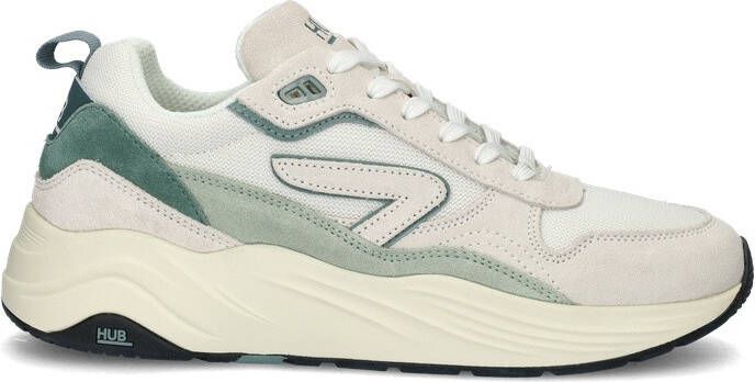 HUB Glide chunky suède sneakers ecru groen