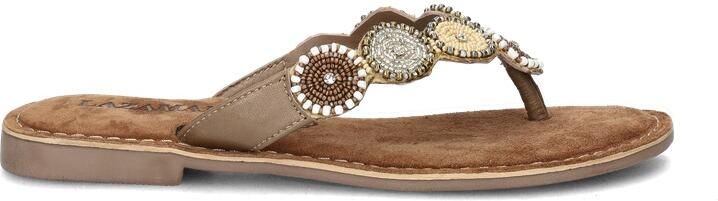 Lazamani Leren versierde teenslipper Beige Leer Teenslippers Dames - Foto 16