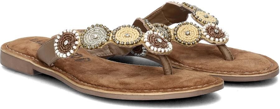 Lazamani Leren versierde teenslipper Beige Leer Teenslippers Dames - Foto 17