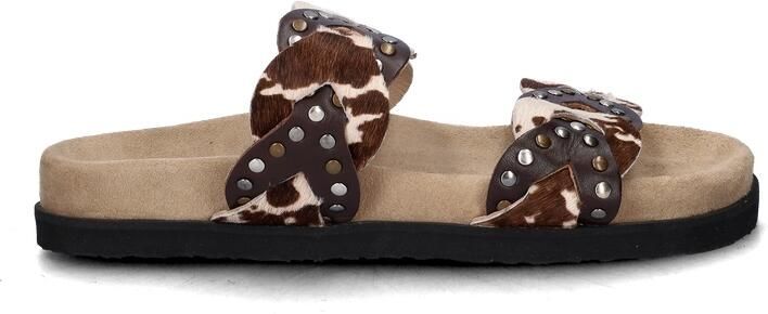 Maruti Evie Hairon Cow D04 Slippers Donker Bruin Koeienprint Leer Dames Bruin - Foto 16