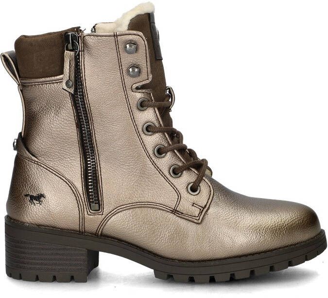 Mustang Shoes Veterschoenen enkellaars hakken in metallic-look smalle vorm - Foto 4