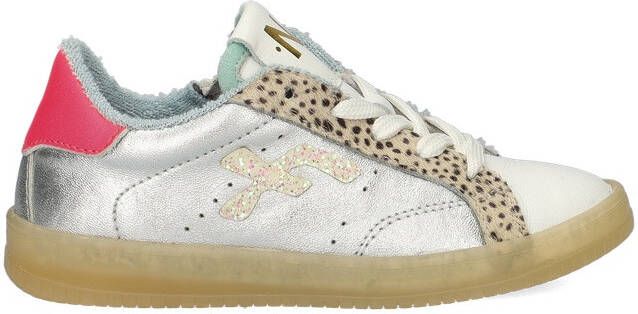 Nelson Kids leren sneakers wit zilver
