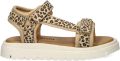 Nelson Kids leren sandalen met panterprint beige zwart - Beige