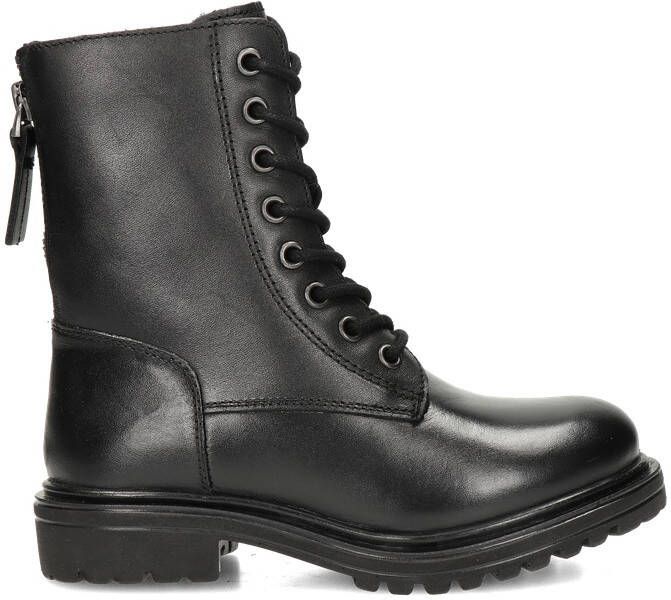 Nelson Kids leren veterboots zwart Meisjes Leer 36