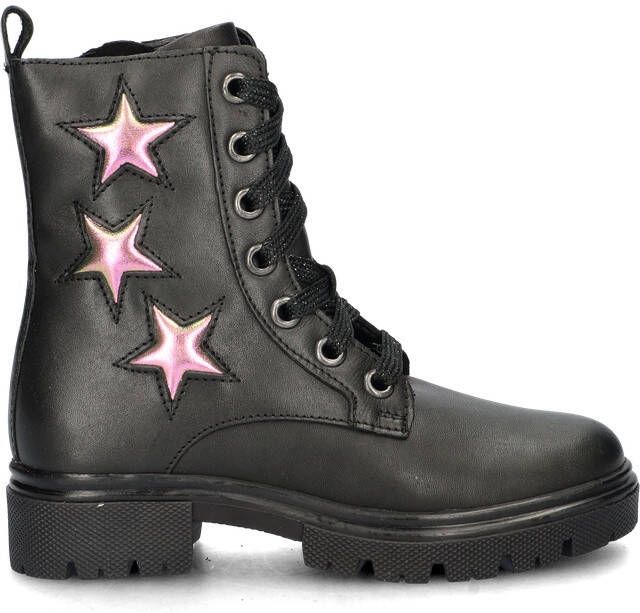 Nelson Kids leren veterboots zwart