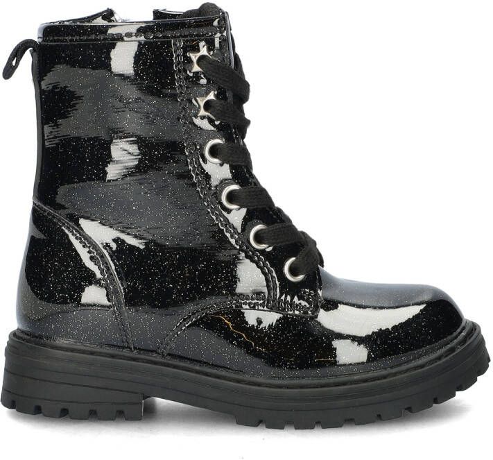 Nelson Kids lak veterboots met glitters zwart 33 - Foto 4