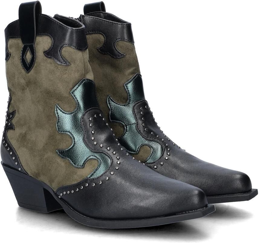 Nelson imitatieleren leren cowboy boots blokhak kaki - Foto 6