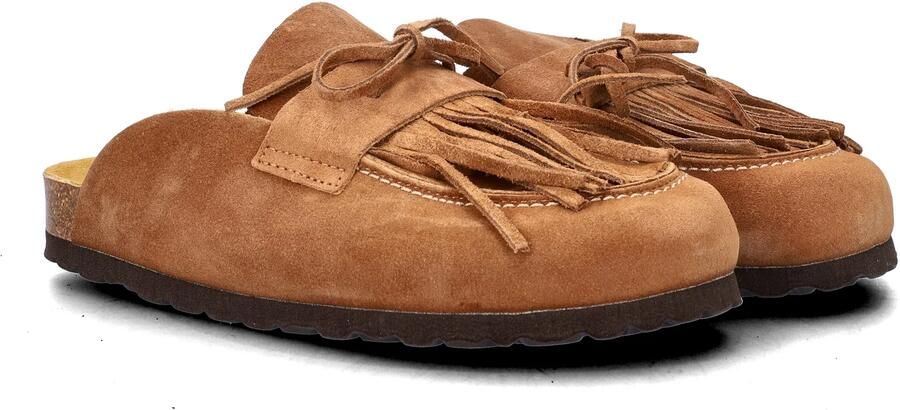 Nelson suède clogs met franjes cognac - Foto 6