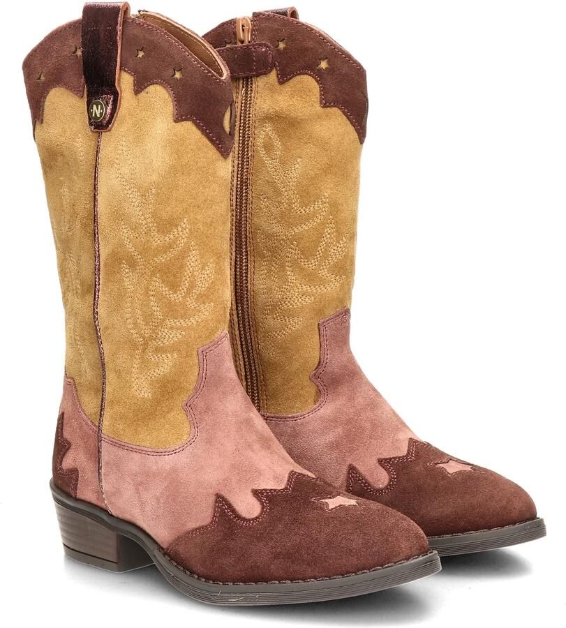 Nelson Kids western suède laarzen bruin roze - Foto 3