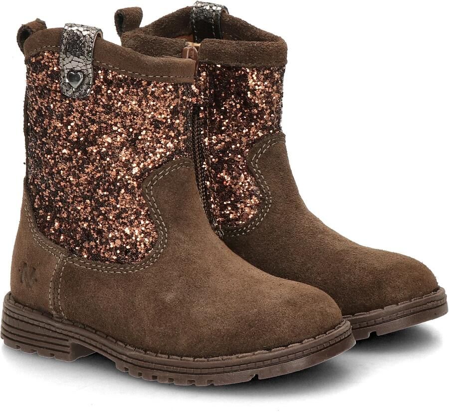 Nelson Kids suede laarzen met glitter bruin - Foto 4