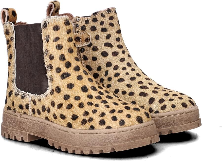 Nelson Kids enkelboots met profielzool en dierenprint beige zwart - Foto 5