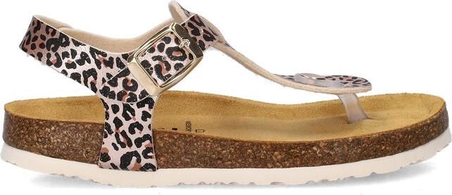 Nelson Kids imitatieleren sandalen met panterprint beige zwart - Foto 3