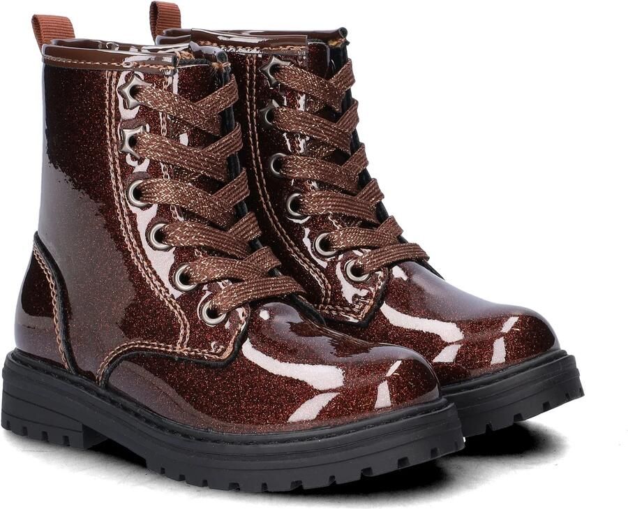Nelson Kids lakleren enkelboots met glitters en profielzool bruin - Foto 5