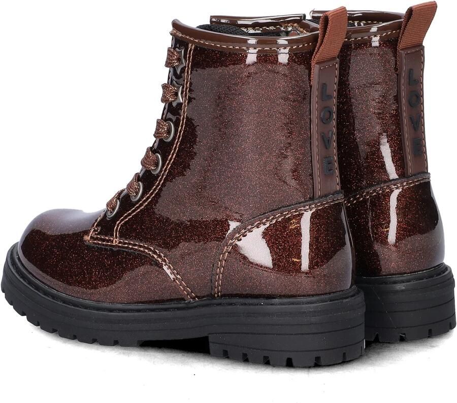 Nelson Kids lakleren enkelboots met glitters en profielzool bruin - Foto 6