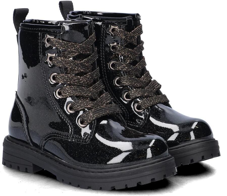 Nelson Kids lakleren enkelboots met profielzool en glitters zwart - Foto 4