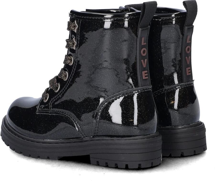 Nelson Kids lakleren enkelboots met profielzool en glitters zwart - Foto 6