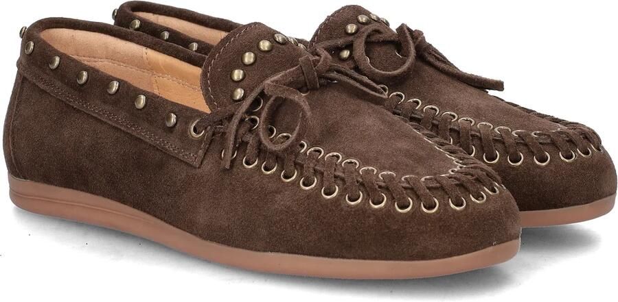 Nelson suède mocassins met studs bruin - Foto 5