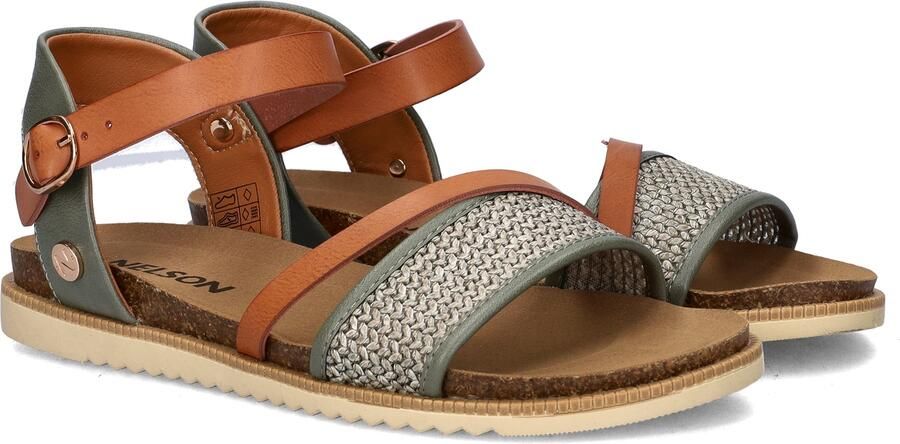 Nelson imitatieleren sandalen cognac groen - Foto 7