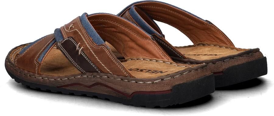 Nelson leren slippers cognac - Foto 5