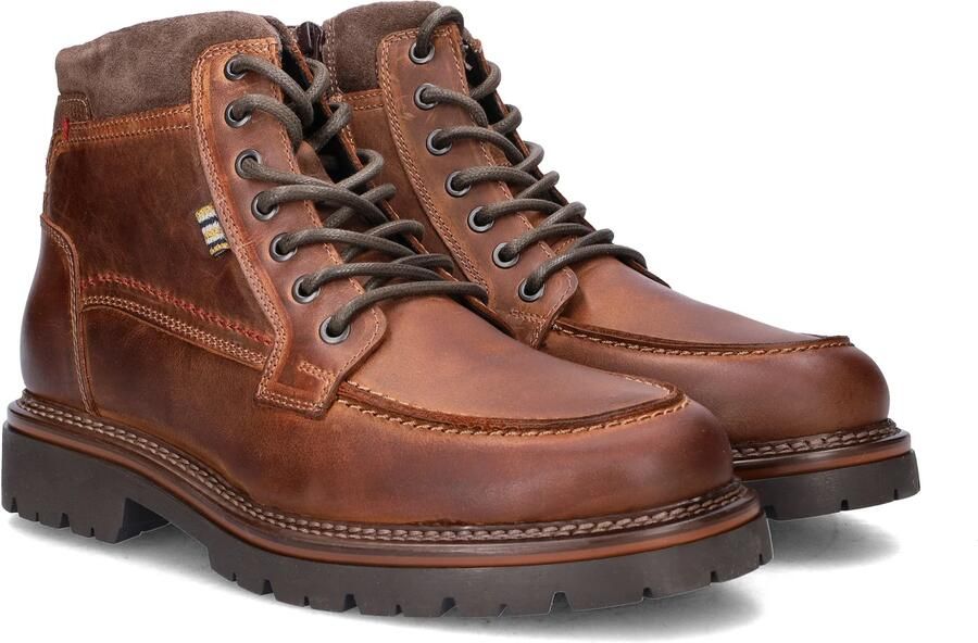 Nelson suède veterboots met profielzool cognac - Foto 6