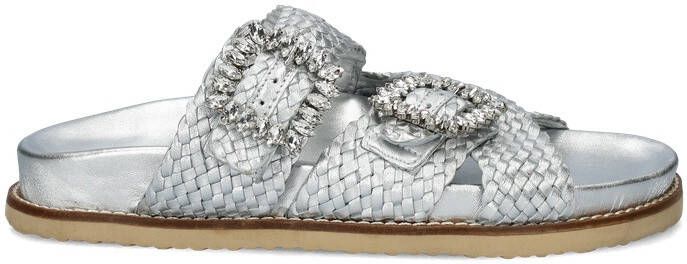 Nelson leren slippers zilver
