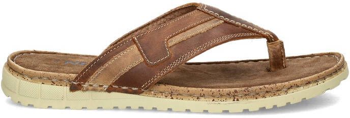 Nelson leren teenslippers cognac - Foto 4