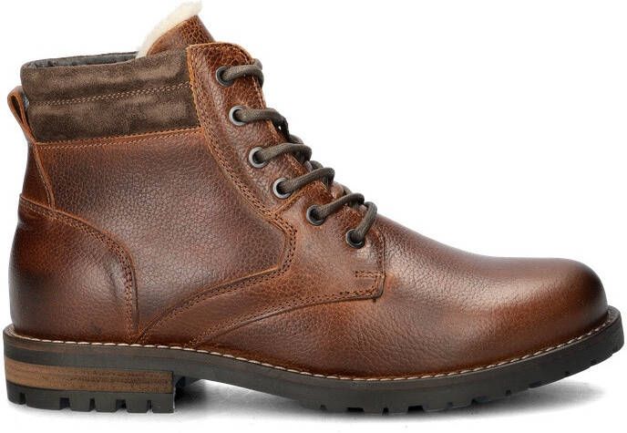 Nelson leren veterboots cognac