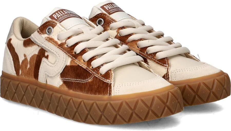 Palladium Ace Low Mix LTH Wild Pony Sneakers Wit Bruin Leer en Textiel Dames Wit Bruin - Foto 4