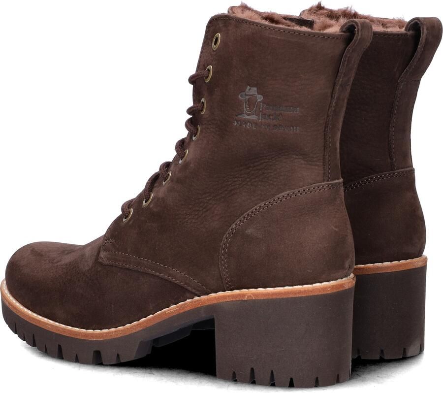 Panama Jack Padma bruine leren dames veterboots met hak - Foto 3