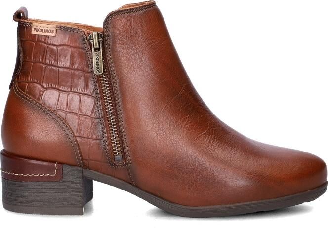 Pikolinos Malaga dames enkellaars. Cognac