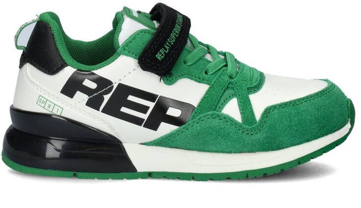 Replay Shoot Jr suède sneakers groen wit Jongens Suede Meerkleurig 39 - Foto 3