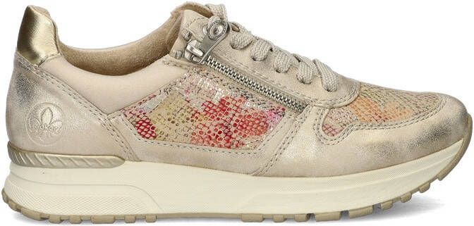 Rieker Gouden Print Sneaker met Rits en Veters Multicolor Dames - Foto 4