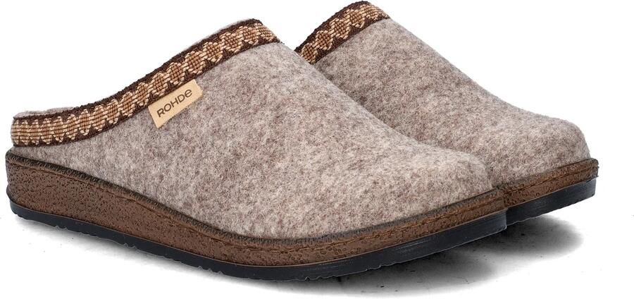 Rohde 6425 17 Pantoffels Open Sloffen Beige Vilt Dames Beige - Foto 9