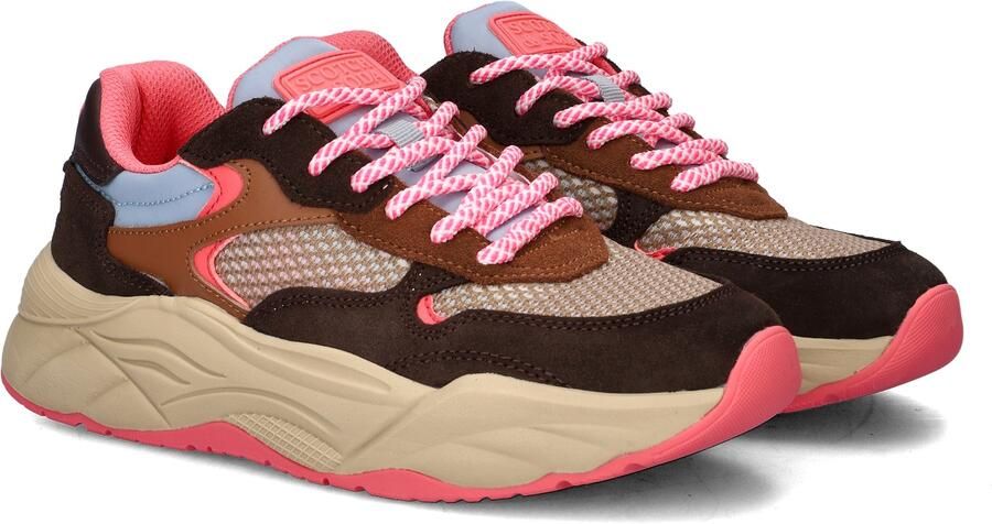 Scotch & Soda Scotch&Soda dames sneaker Celest 25 suède en mesh bruin beige roze - Foto 12