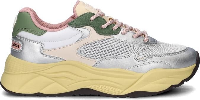 Scotch & Soda Scotch&Soda dames sneaker Celest 25 leder en mesh zilver groen roze - Foto 2