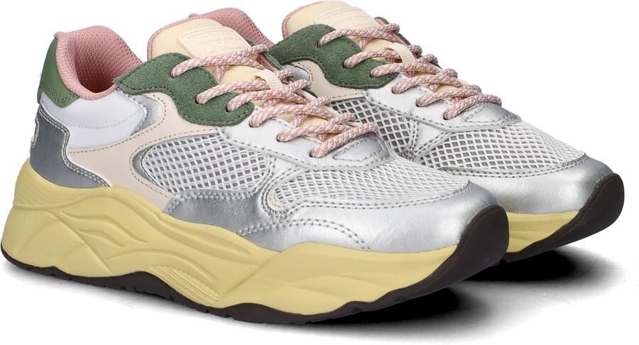Scotch & Soda Scotch&Soda dames sneaker Celest 25 leder en mesh zilver groen roze - Foto 3