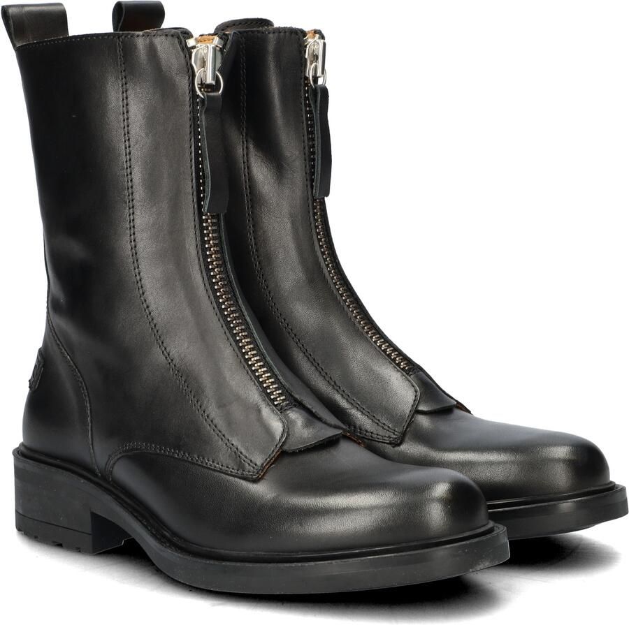 SHABBIES Enkelboots Dames Dean Zipa Leer Zwart