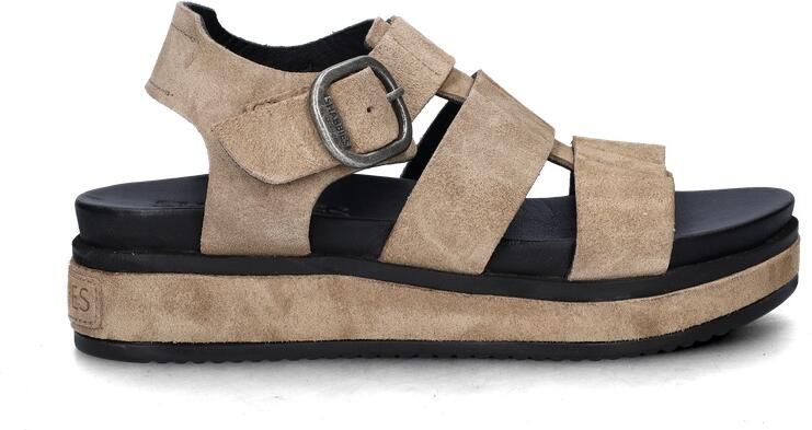 Shabbies Amsterdam Shabbies Dames Sandalen met hak Maro Bold Beige Suède Plateauzool - Foto 6