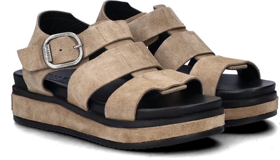 Shabbies Amsterdam Shabbies Dames Sandalen met hak Maro Bold Beige Suède Plateauzool - Foto 7
