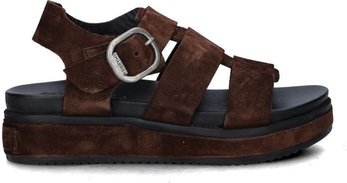 Shabbies Amsterdam Shabbies Dames Sandalen met hak Maro Bold Bruin Suède Plateauzool - Foto 6