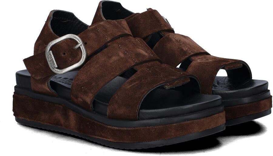 Shabbies Amsterdam Shabbies Dames Sandalen met hak Maro Bold Bruin Suède Plateauzool - Foto 7