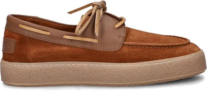 Shabbies Amsterdam Zenne Mocca boatshoe Suède Cognac