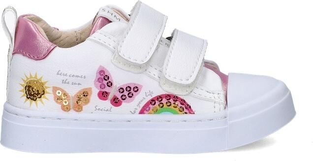 Shoesme Witte Sneaker Met Vlinders Sneakers Kinderen Meisjes White Pink Microfiber leer - Foto 3