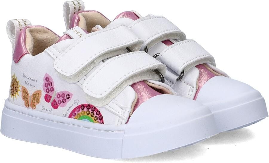 Shoesme Witte Sneaker Met Vlinders Sneakers Kinderen Meisjes White Pink Microfiber leer - Foto 4