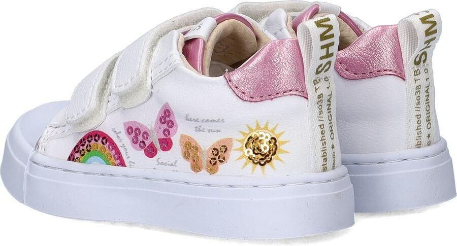 Shoesme Witte Sneaker Met Vlinders Sneakers Kinderen Meisjes White Pink Microfiber leer - Foto 5