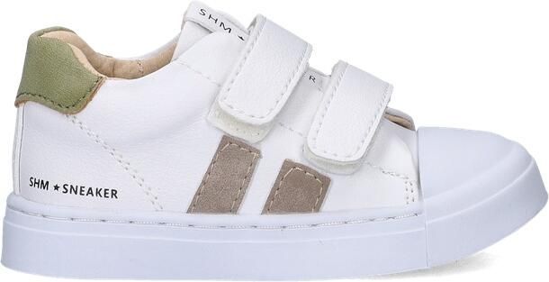Shoesme Witte Sneaker Met Taupe Stripings Sneakers Kinderen White Taupe Microfiber leer - Foto 3