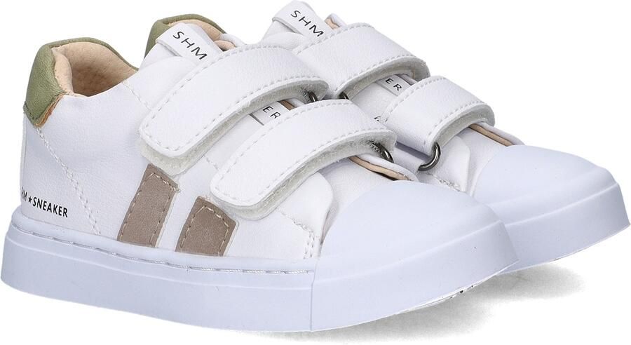 Shoesme Witte Sneaker Met Taupe Stripings Sneakers Kinderen White Taupe Microfiber leer - Foto 4